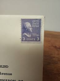 USA Purple Thomas Jefferson 3 Cent Stamp On Envelope ...