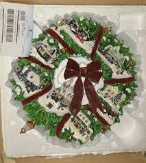 Hamilton Collection Thomas Kinkade Christmas Village Wreath Ceramic Holiday Lighted Cottages - Etsy Australia