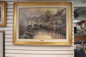 Lot - THOMAS KINKADE EMBELLISHED PRINT ON CANVAS, "COBBL