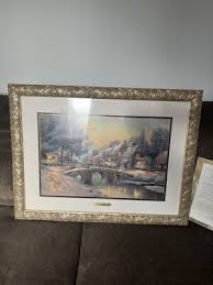 Thomas Kinkade Cobblestone Christmas Painting Signed | eBay