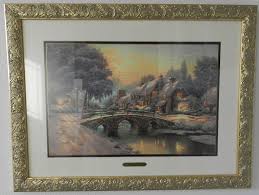 Thomas Kinkade "Cobblestone Christmas" 13" X 20" SN Paper ...