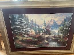 Thomas Kinkade Framed Art Cottage 47X37 John 3:16 Bible Verse Bridge Church Wall - Etsy Hong Kong