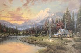 Thomnas Kinkade Evening Majesty SN 18X27 Oil on Canvas | eBay