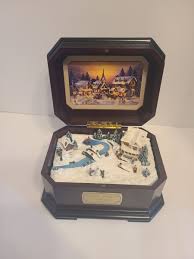 THOMAS KINKADE Holiday Spirit WOOD MUSIC BOX White Christmas ...