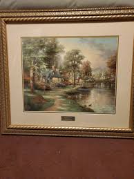 Thomas Kinkade “Hometown Lake” Library Edition Framed and ...