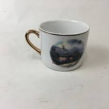 Thomas Kinkade Moonlight Cottage Coffee Mug Cup Gold Trim ...