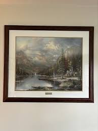 thomas kinkade Mountain Majesty 34”h X 40”w Large Litho Frames And Matted W/COA | eBay