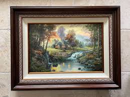 THOMAS KINKADE - MOUNTAIN RETREAT 18" x 27" S/N HE GICLEE ...