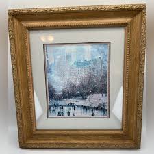 Thomas Kinkade SKATING IN THE PARK 8x10 Framed Print Vintage Classic Winter 1980 Prints