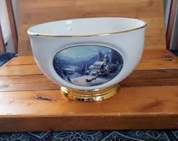Vintage THOMAS KINKADE Holiday Bowl "sunday Evening Sleigh ...