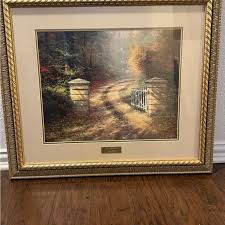Thomas Kinkade | Art | Thomas Kinkade Autumn Pathway Painting Gold And Cream Frame | Poshmark