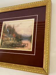 Thomas Kinkade Picture A Perfect Day Rustic Cabin on Lake ...