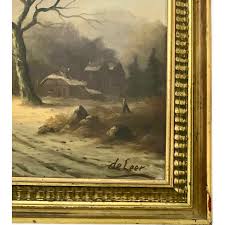 Mid 20th Century Painting Dutch City by Rhine River in ...