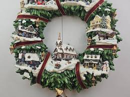 Thomas Kinkade Christmas Village Wreath Light Up Xmas Decor ...