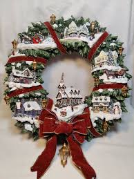 Thomas Kinkade Lighted Christmas Village Wreath Limited ...
