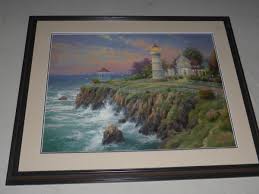 FRAMED THOMAS KINKADE SIGNED NUMBERED PRINT LIGHT HOUSE ...
