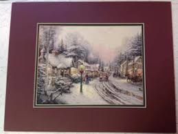 Moonlit Village Matted Print Thomas Kinkade | Mercari