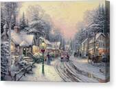 Village Christmas Canvas Print by Thomas Kinkade Studios - Thomas Kinkade