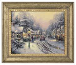 Village Christmas - 16" x 20" Brushstroke Vignette (Burnished Gold Fra – Thomas Kinkade Studios