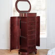 Daley Oval Standing Jewelry Armoire, Cherry - Hives And Honey