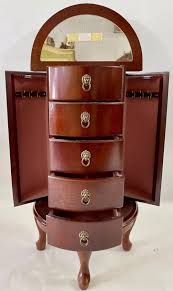 French Louis XV Style Demi-lune Mahogany Jewelry Chest or ...