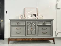 Sold***large Grey Dresser/ Buffet With Custom Wood Base ...