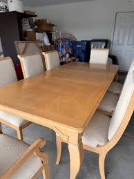 Thomasville dining room table set 8 chairs, 2 leaves ...