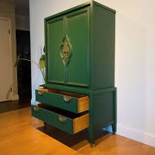 SOLD- Emerald Green Mid Century Modern Chinoiserie Style ...