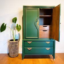 SOLD- Emerald Green Mid Century Modern Chinoiserie Style ...