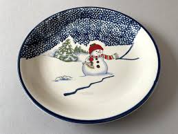 A Thompson Pottery Snowman Christmas Dinner Plate 10 1/8 ...