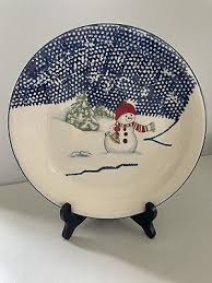 THOMSON POTTERY Christmas Holiday Snowman DINNER PLATE ...