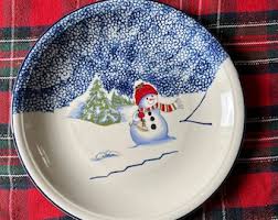 Large Vintage Snowman Platter-thomson Pottery Snowman ...