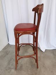 Vintage Bentwood Bar Stool: Red Faux Leather Seat, Thonet ...