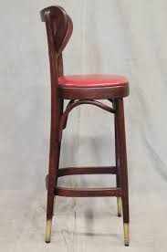 Vintage Bentwood Bar Stools with Original Ruby Red Vinyl and ...