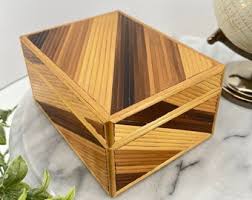 Vintage Gradient Ombre Bamboo Wood Marquetry Trinket Box - Etsy