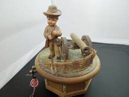g386 Retro Genuine Thorens Swiss Music Box with Boy and a Cannon | eBay