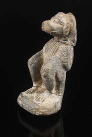 Lot - (3) EGYPTIAN STONE AMULETS - Ancient Carved Stone Figure of Thoth, protector of childbirth, in the form of a seated baboon: PLUS Reclin