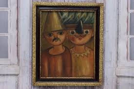 Antique Painting - Tade Makowski Clowns Old Painting Oil on Canvas | eBay