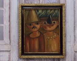 Pintura antigua - Tade Makowski Payasos Pintura antigua Óleo sobre lienzo - Artista polaco - Pintura abstracta - Decoración de pared Arte de pared - Decoración del hogar - Etsy México