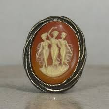 Cameo Brooch Three Graces Vintage Costume Brooch Triple Muses Tri Ladies Brooch Pendant Gold Tone - Etsy