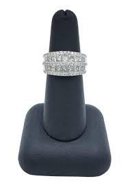 Princess and Round Cut Diamond Five Row Wide Band Ring in 14 ...