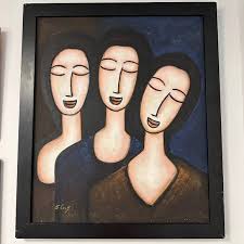 Art | Three Sisters Abstract Cubist Modernist Oil Painting ...
