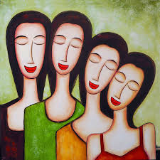Four Women – Abstract Figurative Artwork of Unity and Color
