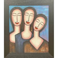 After Amedeo Modigliani, Three Sisters, acrylic, 60cm x 49.5cm
