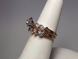 Vintage 14 KT Gold Genuine Diamond Bridal Engagement Ring Set (1/4 ctw) | eBay