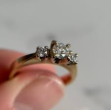 Vintage 14KT Yellow and White Gold Cast Three Stone Diamond Ring, Thick Euro Shank Band, Engagement/wedding Style Jewellery Size 6.5 US - Etsy UK