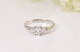 0.50CT Trills Cut Oval Diamond Engagement Ring, Three Stone ...