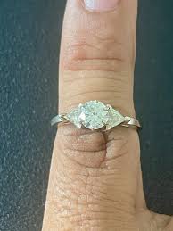 14k White Gold 0.68ct Diamond Ring with Trillion Accents ...