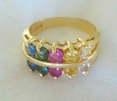 Pretty 14k Yellow Gold Rainbow Sapphire Band Ring - 3.7 gms, Size 6.5, 0.80 ctw | eBay