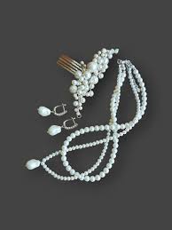 Handmade Ivory Pearl Bridal Jewelry Set, Hairpin, Necklace ...